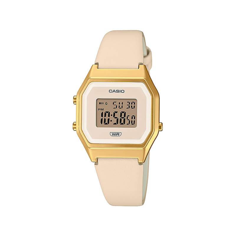 Montre CASIO mixte résine bracelet cuir rose - vue 1
