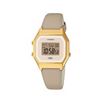 Montre CASIO mixte résine bracelet cuir beige foncé - vue 1