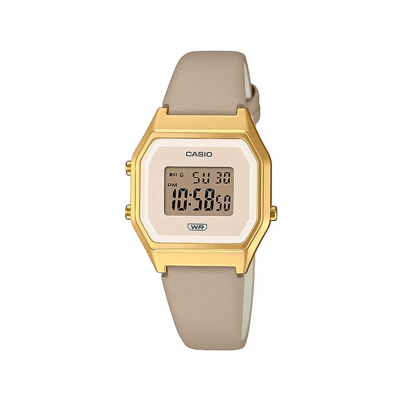 Montre CASIO mixte résine bracelet cuir beige foncé - vue 1