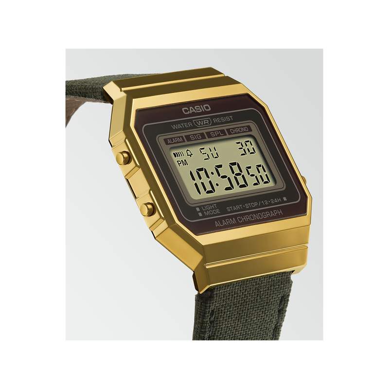 Montre CASIO mixte résine bracelet tissu gris fonce - vue 2