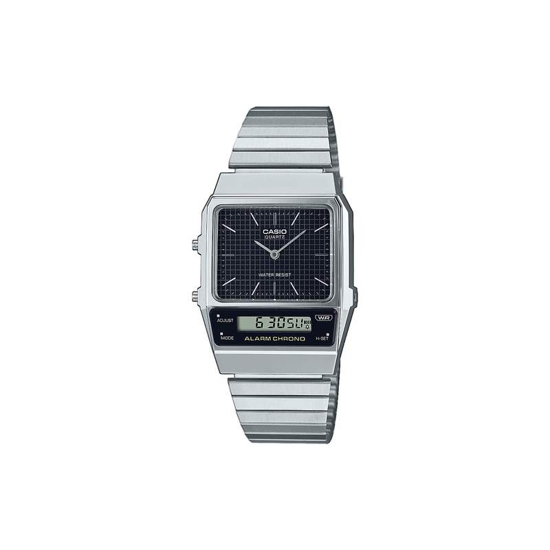 Montre CASIO mixte résine bracelet acier argent - vue 1