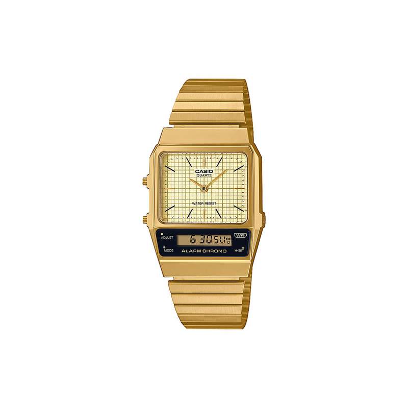 Montre CASIO mixte résine bracelet acier doré jaune - vue 1