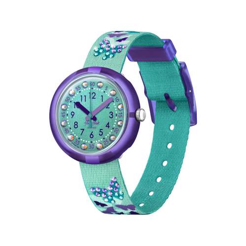 Montre Flik Flak enfant matériaux biosourcés vert papillon