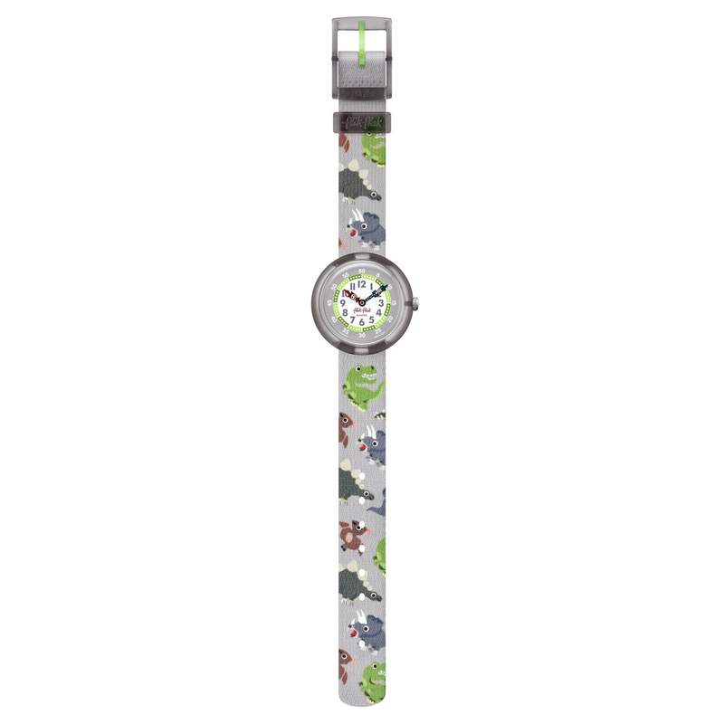 Montre Flik Flak enfant matériaux biosourcés gris animaux - vue D1
