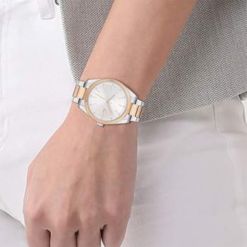 LACOSTE Capucine dameshorloge met tweekleurige stalen band in goud en roze