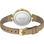 Montre BOSS Majesty femme acier doré jaune bracelet cuir marron - vue 3