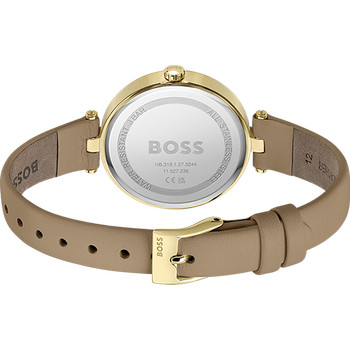Montre BOSS Majesty femme acier doré jaune bracelet cuir marron