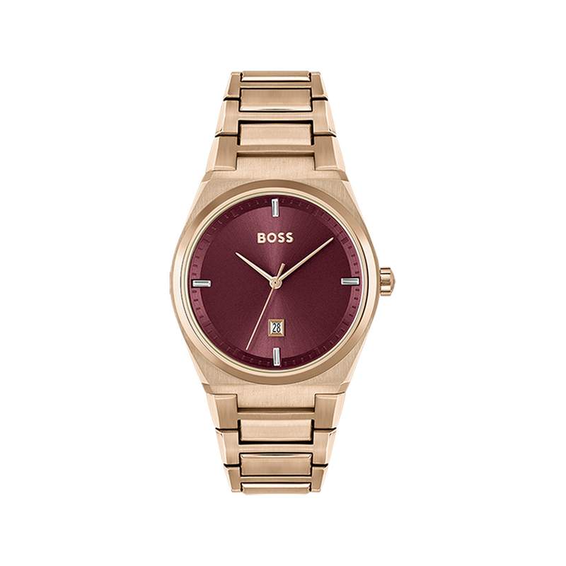 Montre BOSS Steer femme bracelet acier doré rose - vue 1