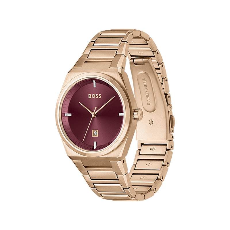 Montre BOSS Steer femme bracelet acier doré rose - vue 2