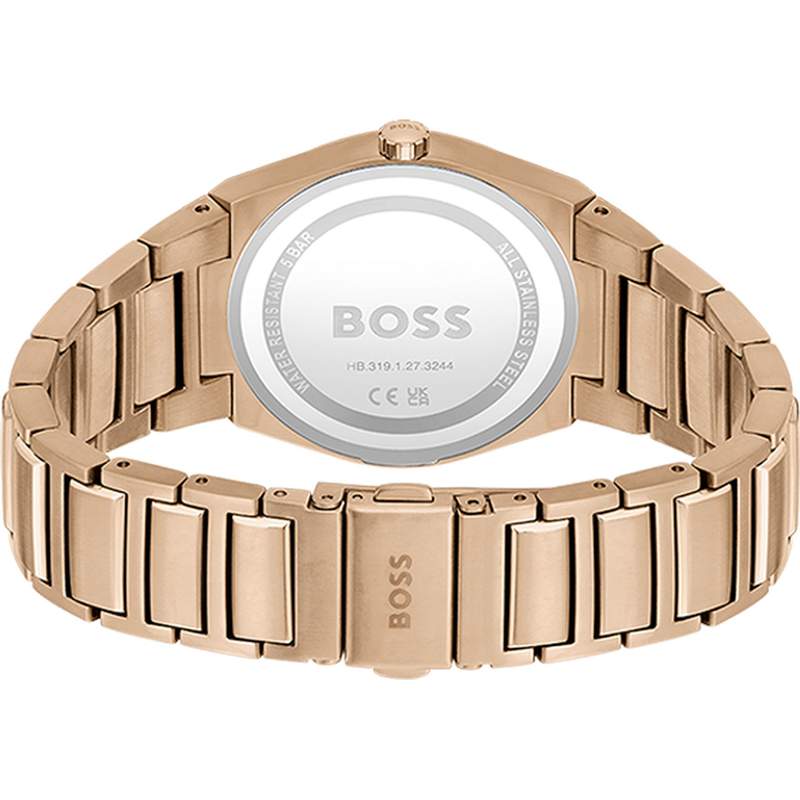 Montre BOSS Steer femme bracelet acier doré rose - vue 3