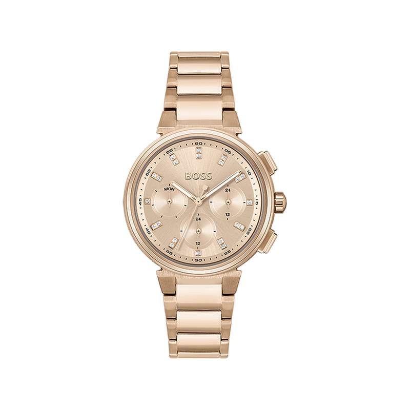 Montre BOSS One femme bracelet acier doré rose - vue 1