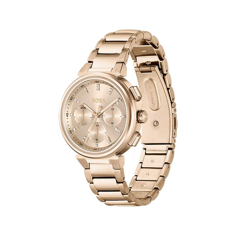 Montre BOSS One femme bracelet acier doré rose - vue 2