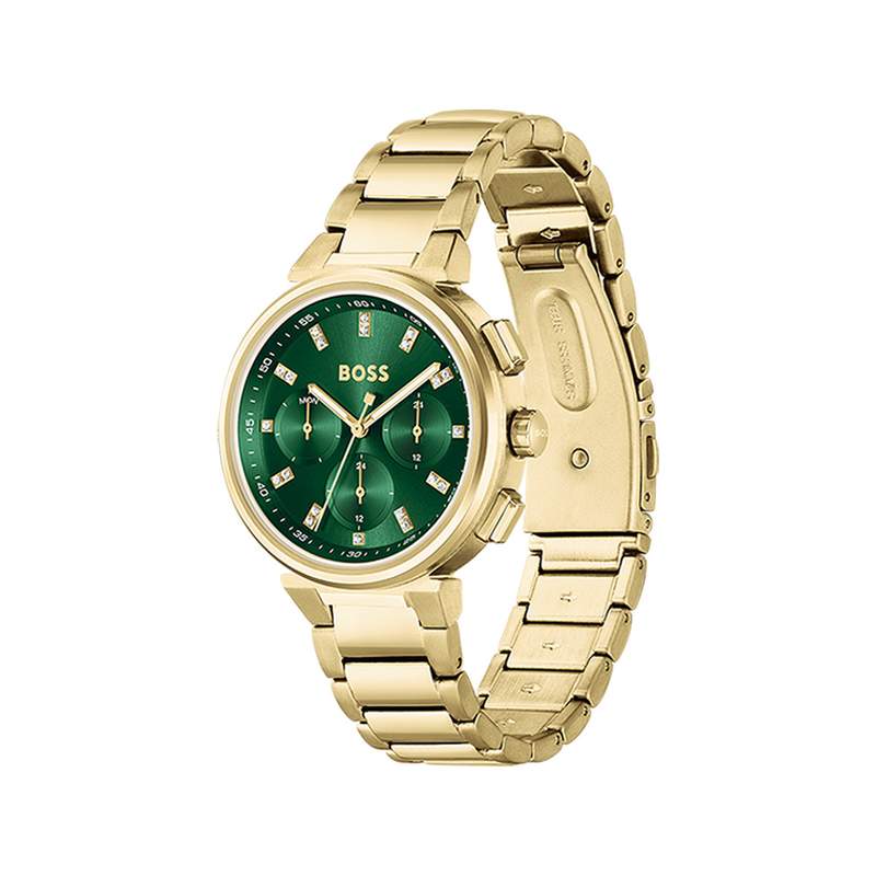 Montre BOSS One femme bracelet acier doré jaune - vue 2