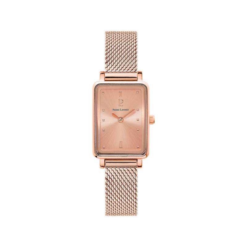 Montre PIERRE LANNIER Ariane femme acier doré rose bracelet cuir rose - vue 1