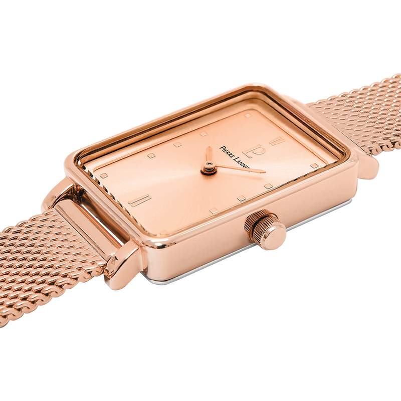 Montre PIERRE LANNIER Ariane femme acier doré rose bracelet cuir rose - vue 2