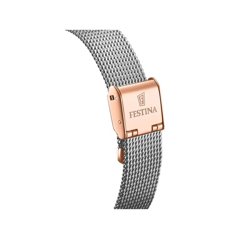 Montre FESTINA Automatique femme automatique acier doré rose bracelet acier maille milanaise - vue D1