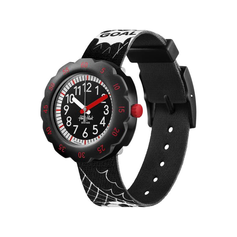 Montre Flik flak Move your body enfant plastique bisourcé bracelet tissu recyclé noir goal - vue 1