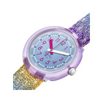 Montre FLIK FLAK SHINE IN RAINBOW enfant bracelet tissu recyclé rose - vue 2