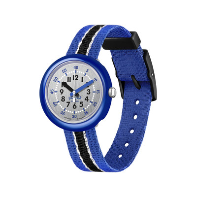 Montre Flik Flak Shine Bright Christmas enfant plastique biosourcé bracelet tissu recyclé  bleu - vue 1