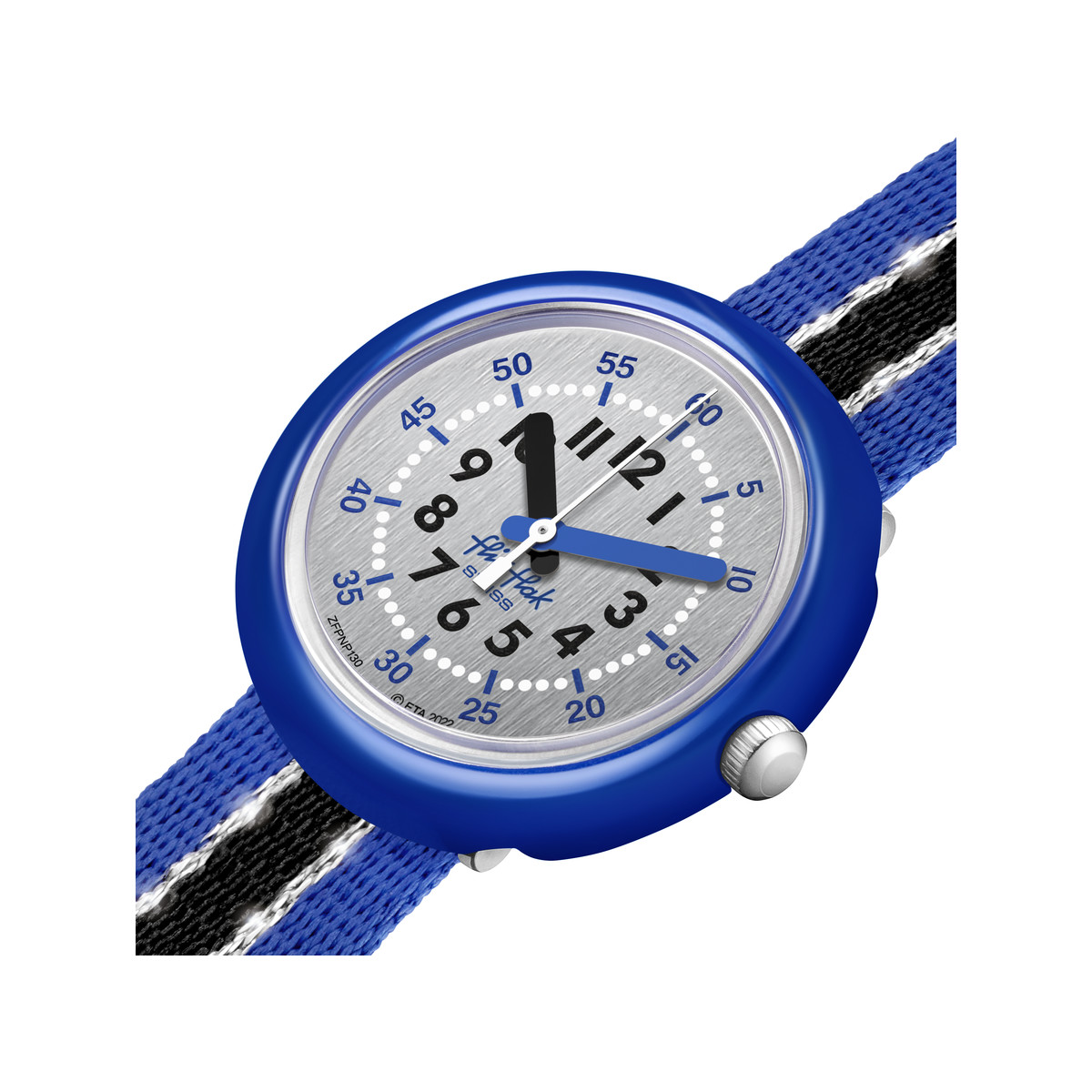 Montre Flik Flak Shine Bright Christmas enfant plastique biosourcé bracelet tissu recyclé  bleu - vue 2