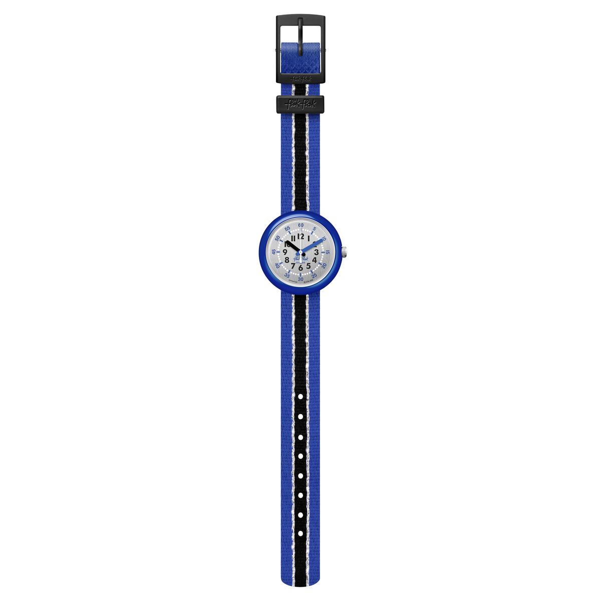 Montre Flik Flak Shine Bright Christmas enfant plastique biosourcé bracelet tissu recyclé  bleu - vue D1
