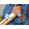 Montre FLIK FLAK Shine Bright Christmas enfant plastique biosourcé bracelet tissu recyclé  bleu - vue Vporté 1
