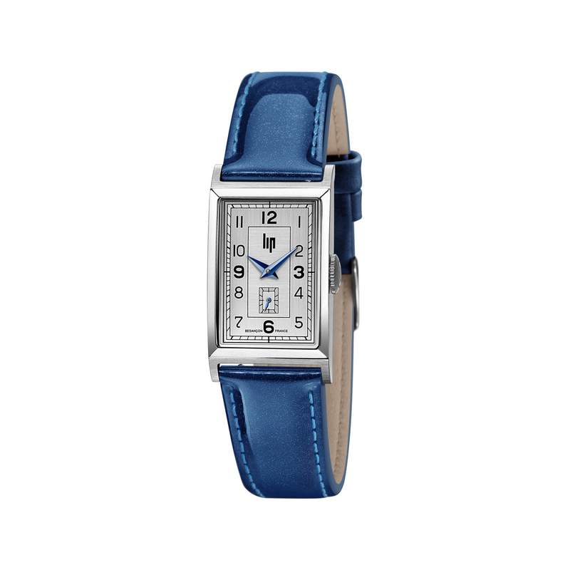 Montre Lip Churchill acier bracelet cuir vernis bleu - vue 1