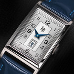 Montre Lip Churchill acier bracelet cuir vernis bleu - vue D1