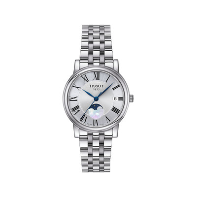 Montre TISSOT T-CLASSIC CARSON PREMIUM LADY MOONPHASE femme cadran gris bracelet acier inoxydable - vue 1