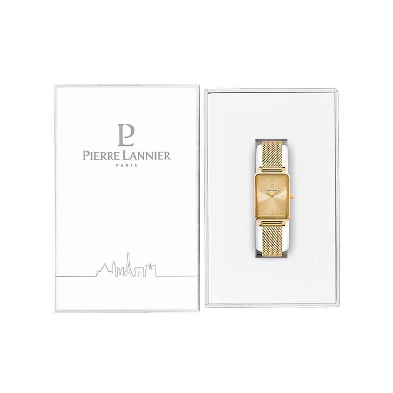 Montre Pierre Lannier Ariane femme bracelet acier doré maille milanaise - vue D1