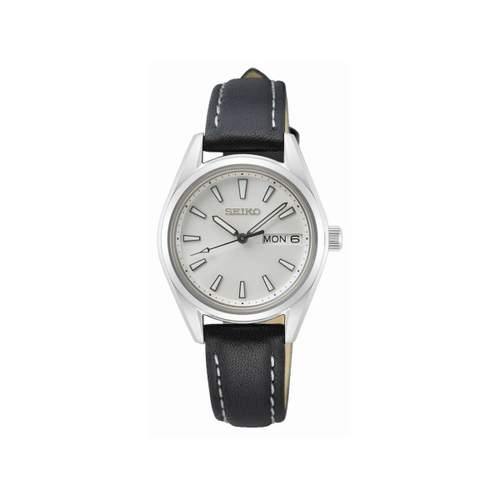 Montre SEIKO classique femme bracelet cuir noir