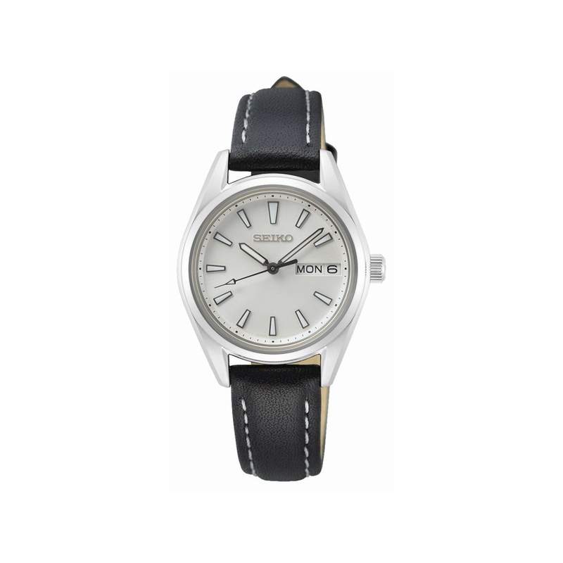 Montre SEIKO classique femme bracelet cuir noir - vue 1