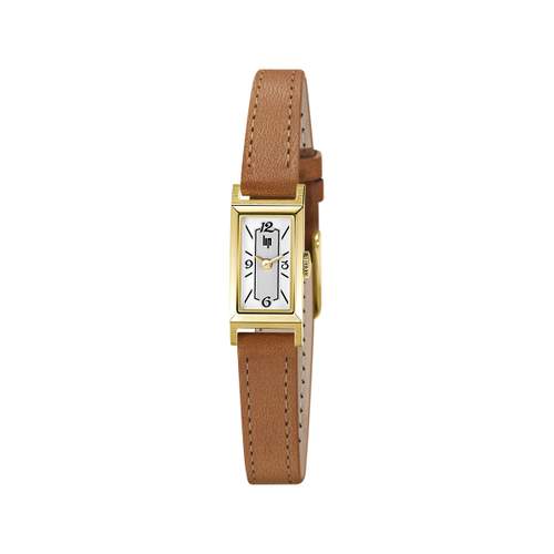 Montre LIP Churchill femme bracelet acier doré cuir marron