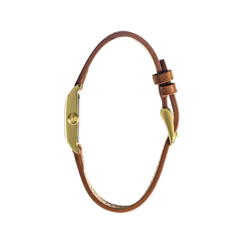 Montre LIP Churchill femme bracelet acier doré cuir marron - vue 2