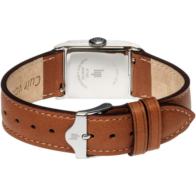 Montre LIP Churchill femme acier bracelet cuir marron - vue 3