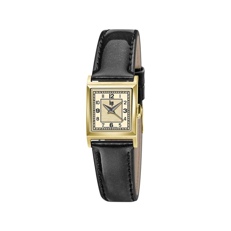 Montre LIP Churchill femme acier doré bracelet cuir noir - vue 1