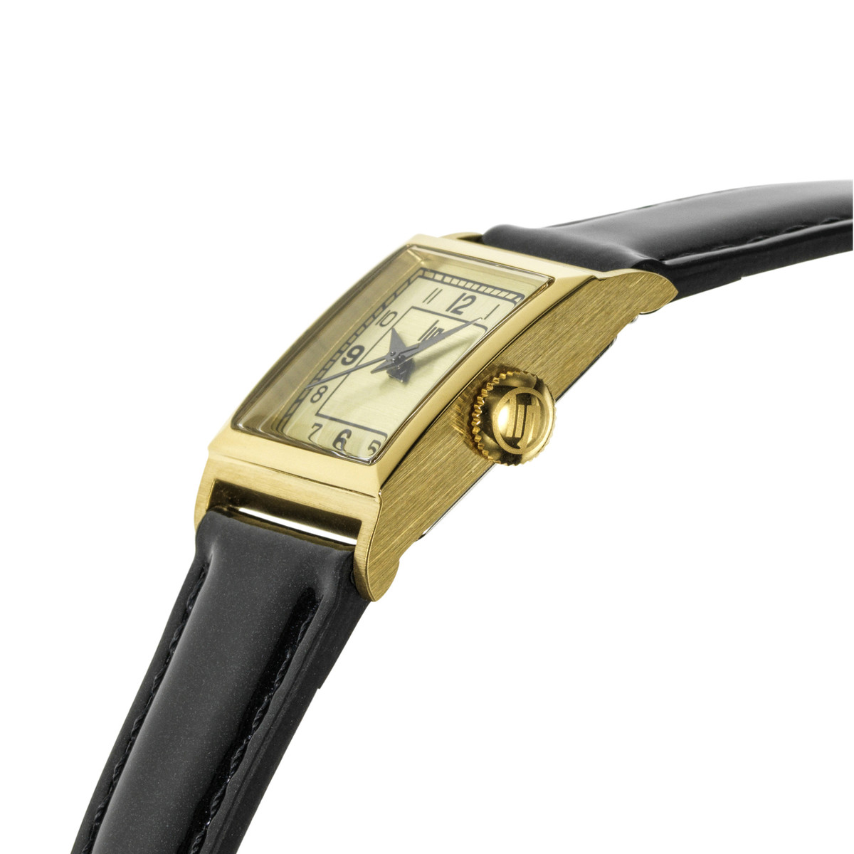 Montre LIP Churchill femme acier doré bracelet cuir noir - vue D2