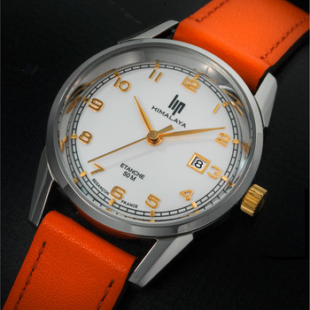 Montre LIP Himalayafemme acier bracelet cuir orange