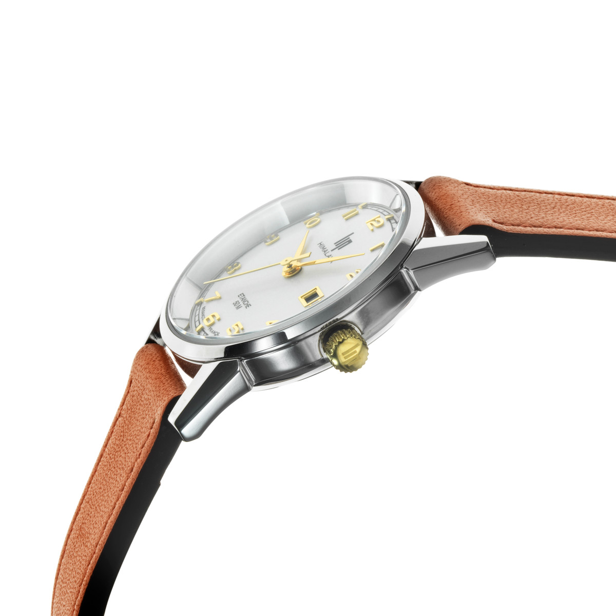 Montre LIP Himalayafemme acier bracelet cuir orange - vue D2