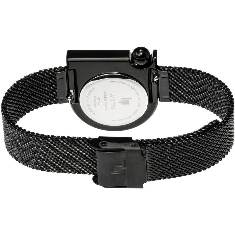 Montre LIP Mach 2000 Mini Moon femme acier noir bracelet métal noir - vue 3