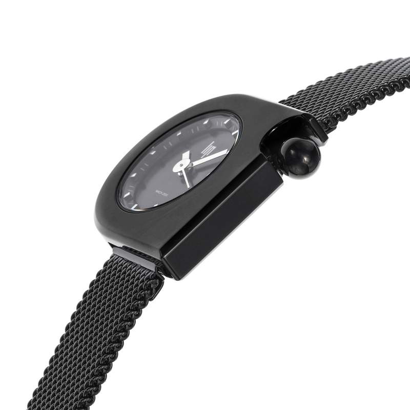 Montre LIP Mach 2000 Mini Moon femme acier noir bracelet métal noir - vue D2