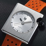 Montre LIP Mach 2000 Mini Square femme acier bracelet cuir orange - vue D1