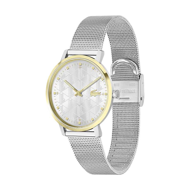 Montre LACOSTE crocorigin femme bracelet acier gris - vue D1