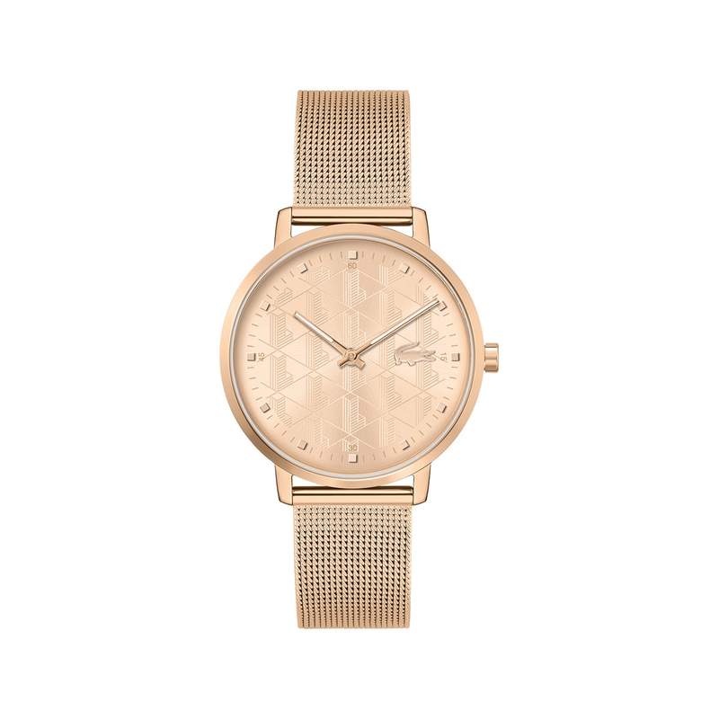 Montre LACOSTE crocorigin femme bracelet acier doré rose - vue 1