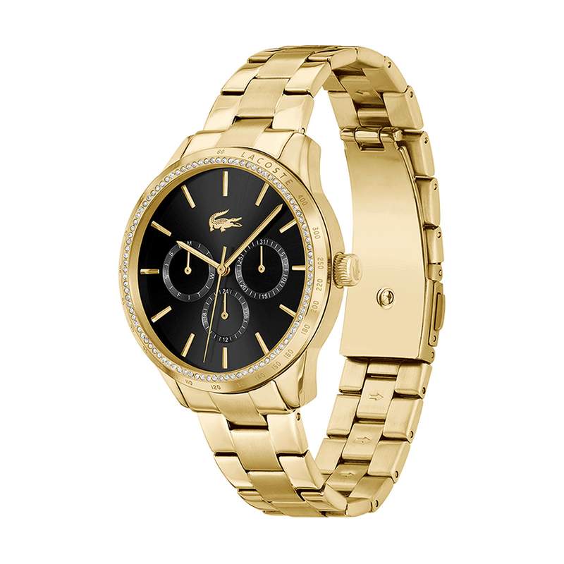 Montre LACOSTE providence femme bracelet acier doré jaune - vue D1