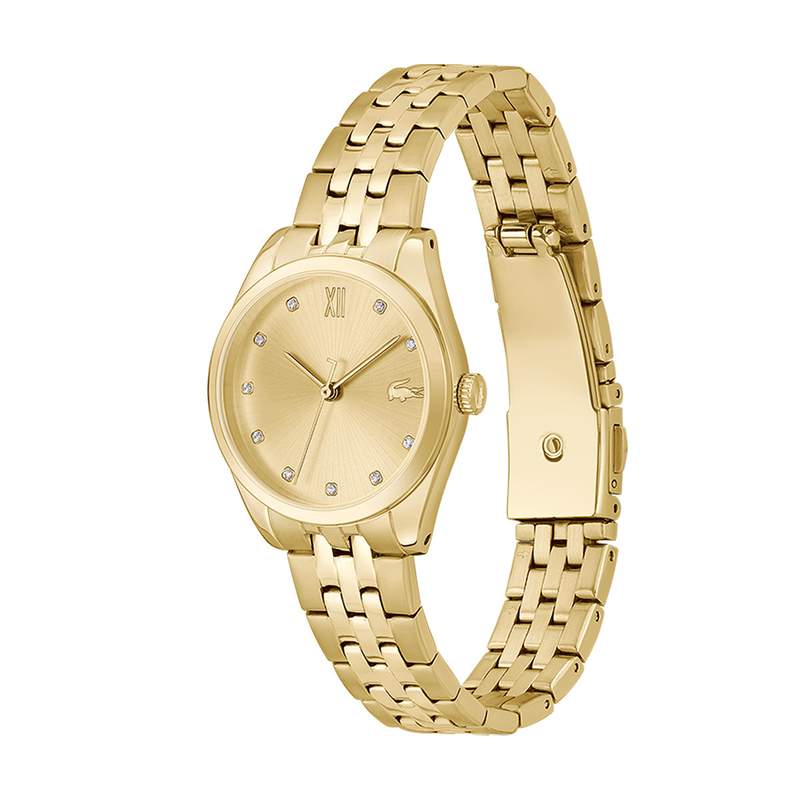Montre LACOSTE Tuilerie femme bracelet acier doré jaune - vue D1