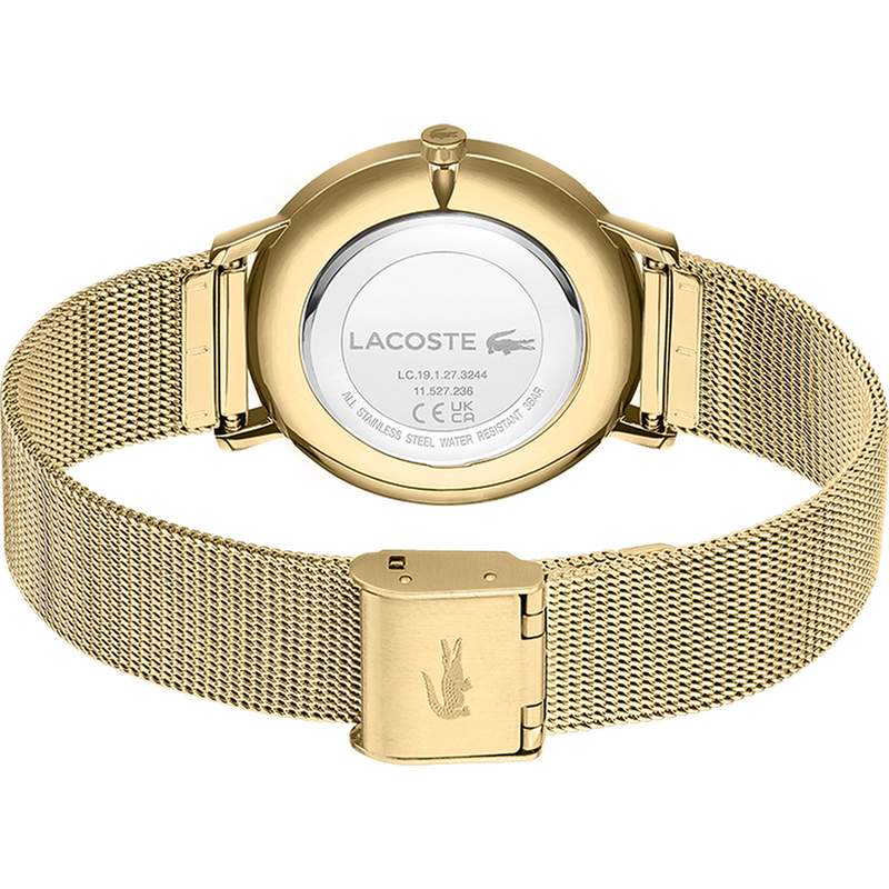 Montre LACOSTE Crocorigin femme bracelet acier doré jaune - vue 3