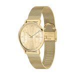 Montre LACOSTE Crocorigin femme bracelet acier doré jaune - vue D1