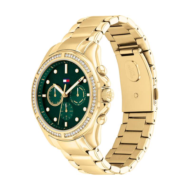 Montre TOMMY HILFIGER Brooklyn femme bracelet acier doré jaune - vue D1