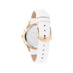 Montre TOMMY HILFIGER Paige femme acier doré rose bracelet cuir blanc - vue 3